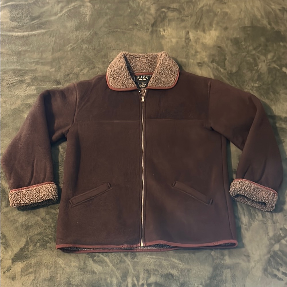 Fuda Brown Fleece Jacket with Sherpa Lining